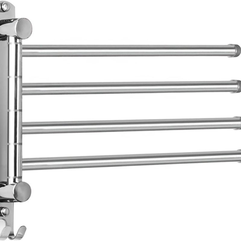 304 Stal nierdzewna Obrotowy wieszak na ręczniki ścienny do kuchni, łazienki i toalety, 4 ramiona