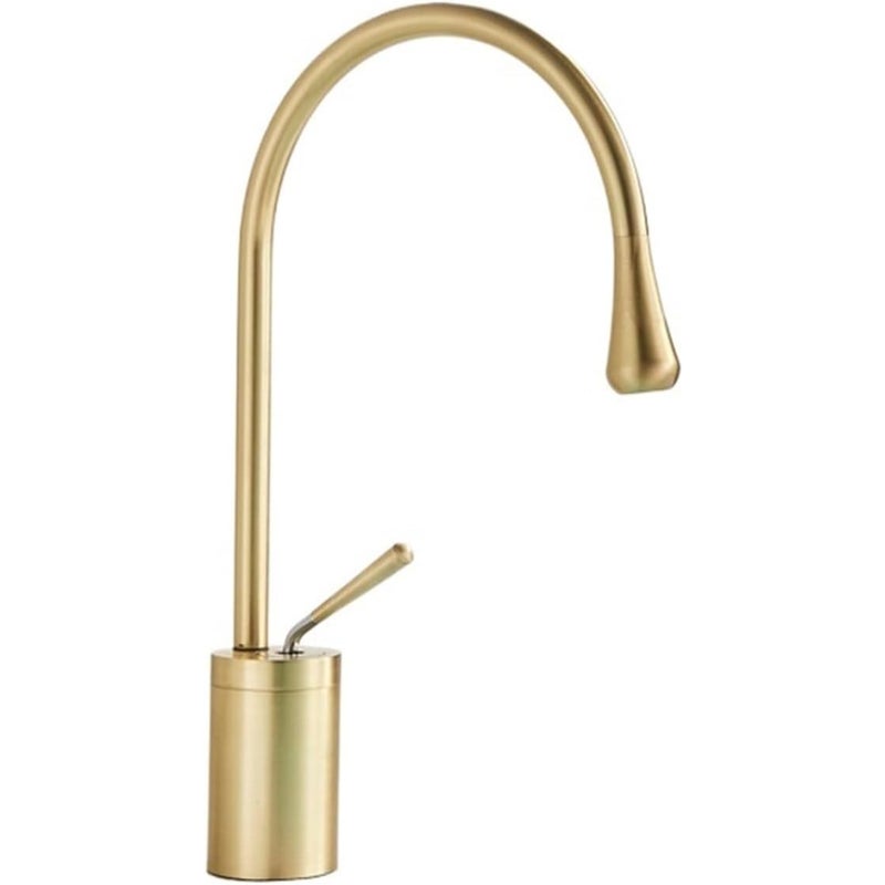 Bateria łazienkowa, bateria umywalkowa jednouchwytowa, ciepła i zimna woda, wysokość 38 cm (złoto szczotkowane)