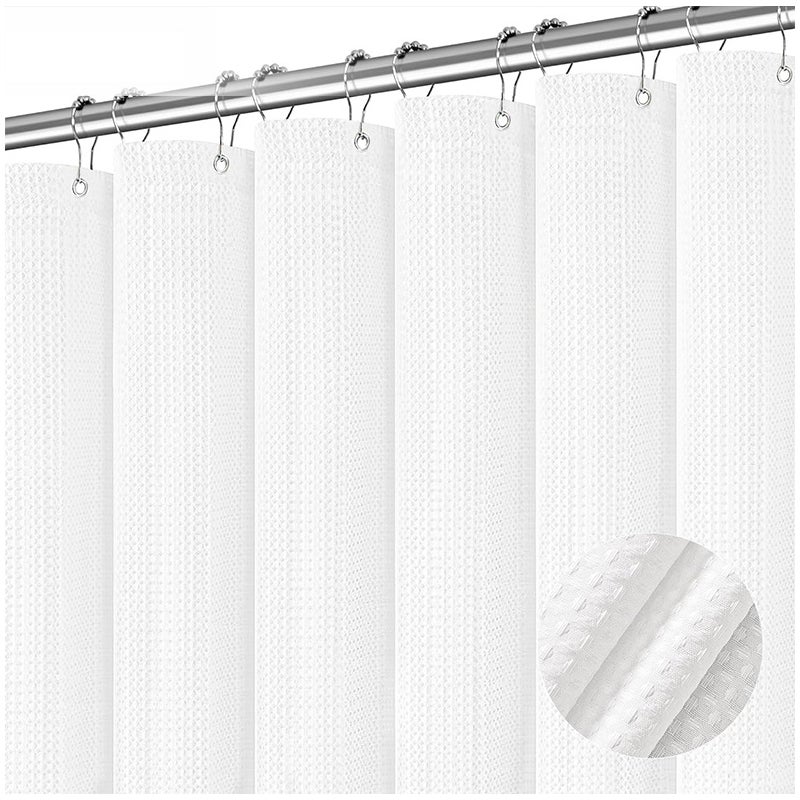 Zasłona prysznicowa z kółkiem metalowym do wanny i prysznica, 180 x 200 cm (biała)