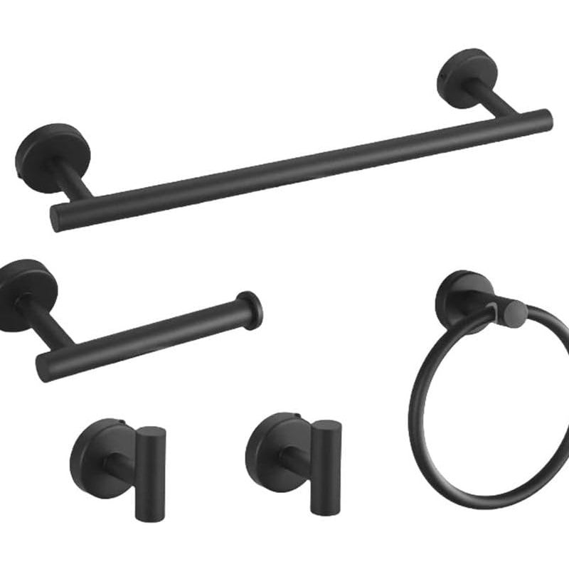 Zestaw akcesoriów łazienkowych, wieszak na ręczniki, 5 sztuk, matowa czerń