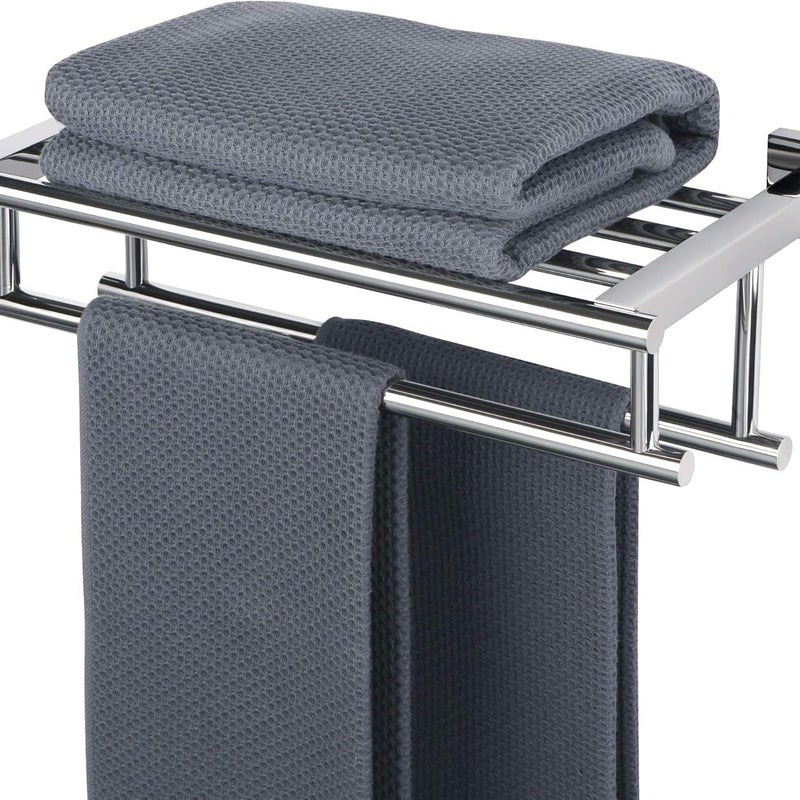 Podwójny wieszak na ręczniki, 50 cm długości (lśniący srebrny)