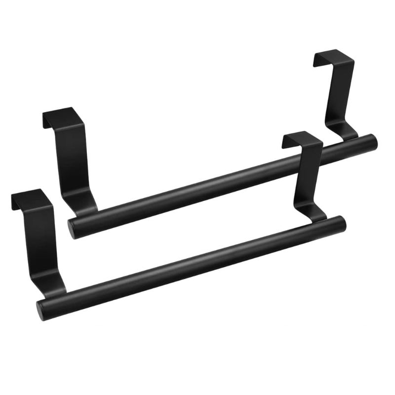 Wieszak na ręczniki nad drzwi, bez konieczności wiercenia, do kuchni, łazienki i szafy, 23 cm, 2 sztuki (czarny)