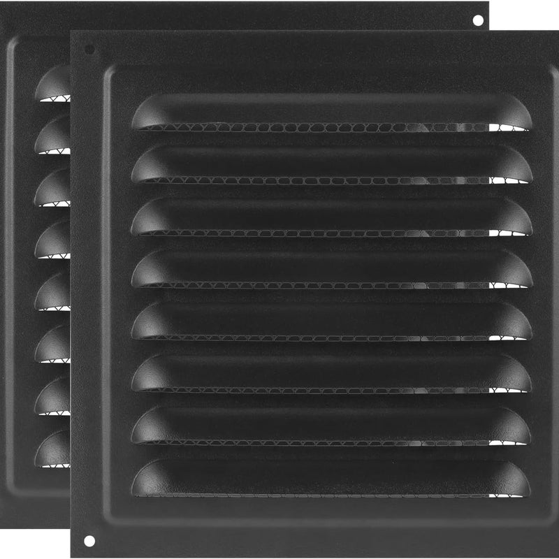 Kratka wentylacyjna, wylot powietrza z listwami 15 x 15 cm, wylot powietrza ze stali nierdzewnej (2 sztuki czarne)