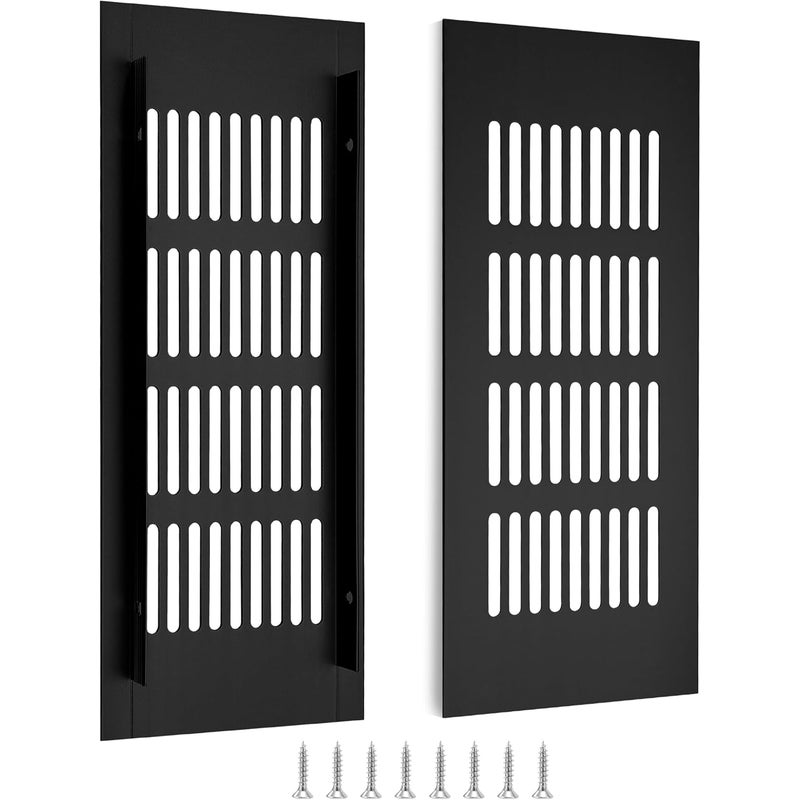 Aluminiowa kratka wentylacyjna do szaf i pokoi, 20 x 8 cm, czarna, 2 sztuki