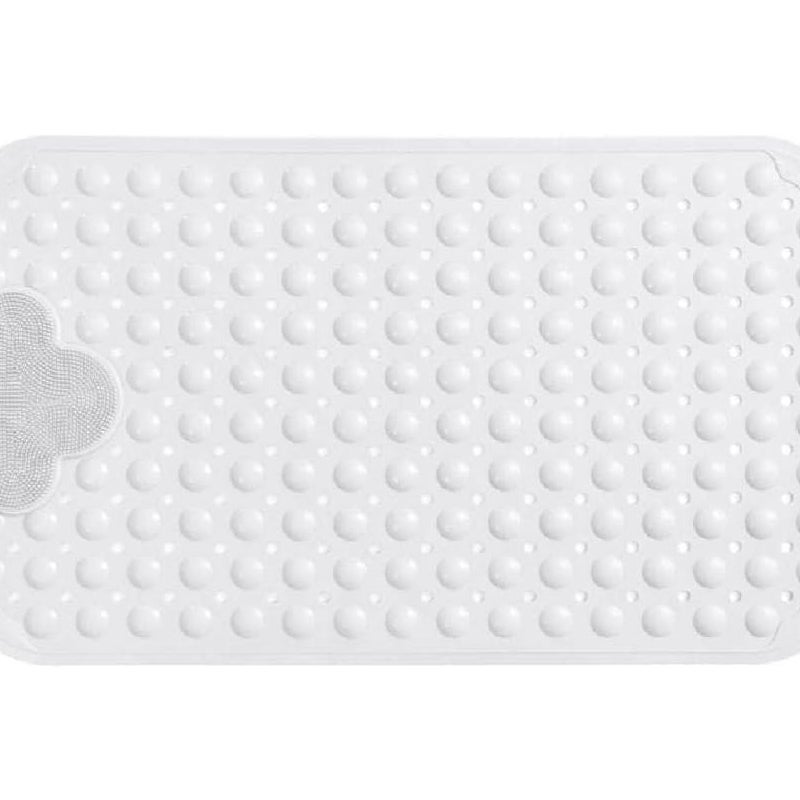 Mata prysznicowa antypoślizgowa, mata prysznicowa z poduszką masującą, 120 x 80 cm, mata antypoślizgowa do wanny z przyssawkami, biała