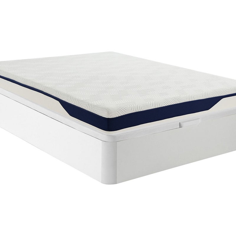 Zestaw 160 x 200 cm biały materac ze skrzynią + materac z pianki HD 7 stref i i zdejmowana warstwa żelowa z pamięcią kształtu gr. 22 cm - FAGANI od