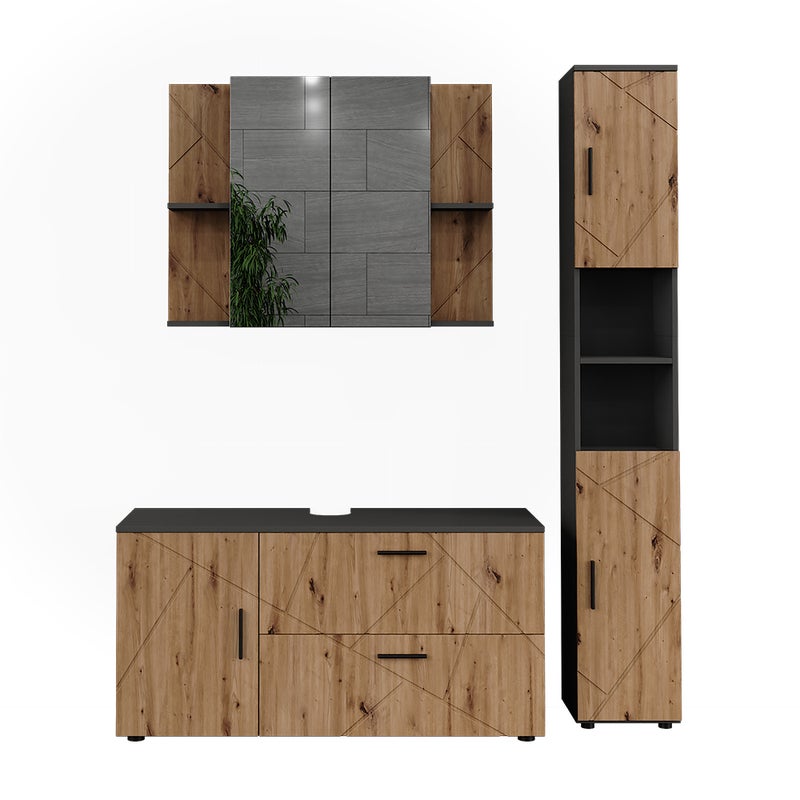Vicco Zestaw mebli łazienkowych Irma, Antracyt/Artisan, 3 części