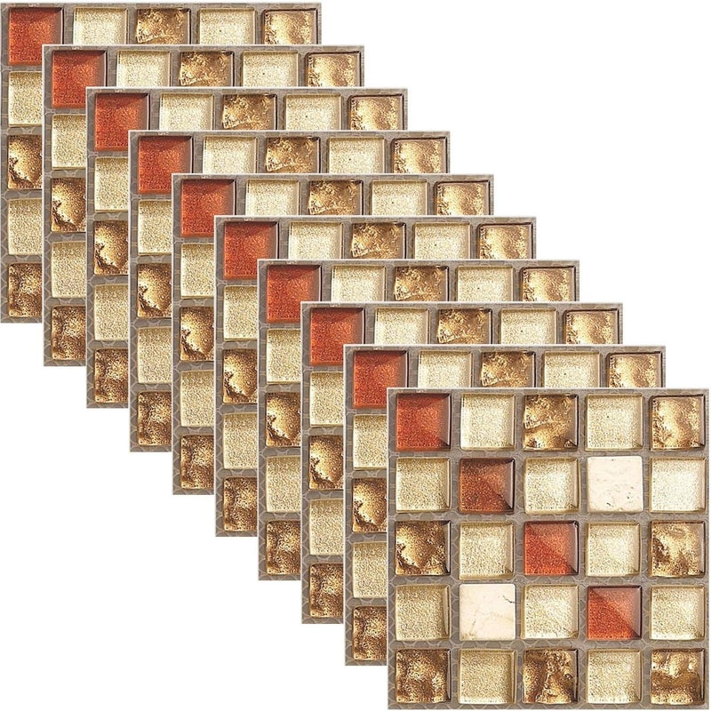 Naklejki na płytki, mozaikowe naklejki ścienne, samoprzylepna tapeta do kuchni i łazienki, 20 arkuszy (10 x 10 cm)