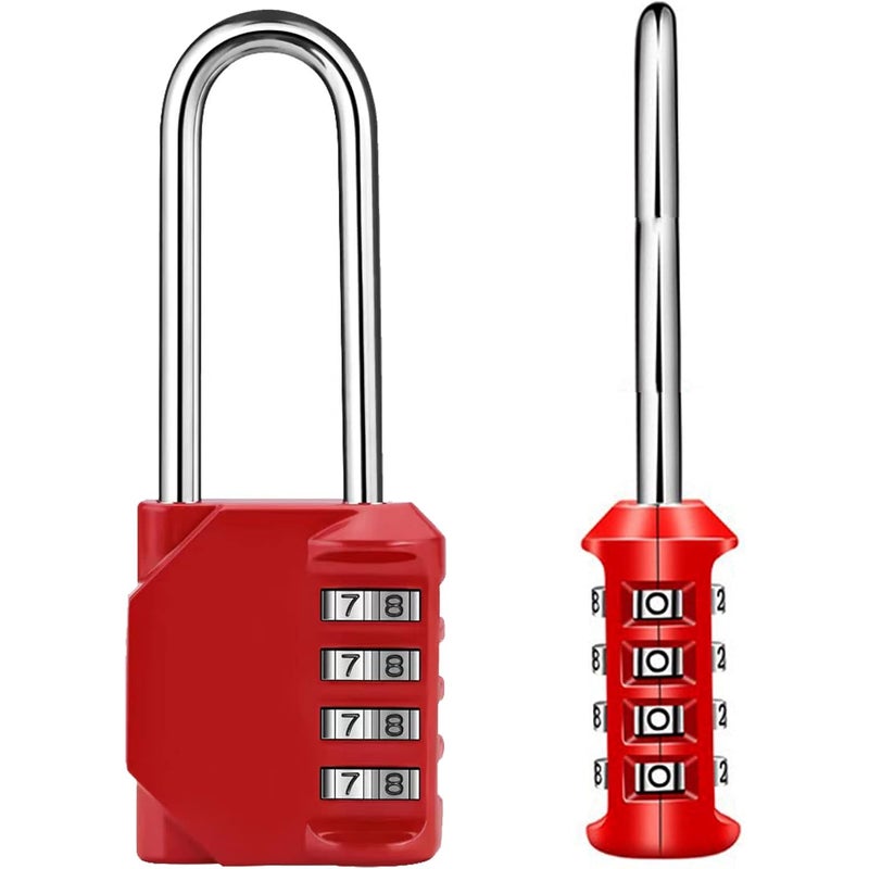 Wodoodporna kłódka szyfrowa 4-cyfrowa, kłódka zewnętrzna do szkół, siłowni i szafek (opakowanie 2 szt., kolor czerwony)