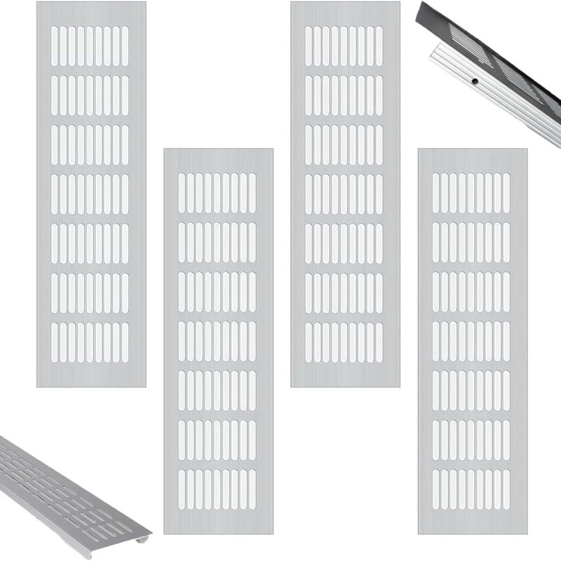 Zestaw kratek wentylacyjnych prostokątnych, kratki wentylacyjne zewnętrzne, do kuchni i salonów, kolor srebrny