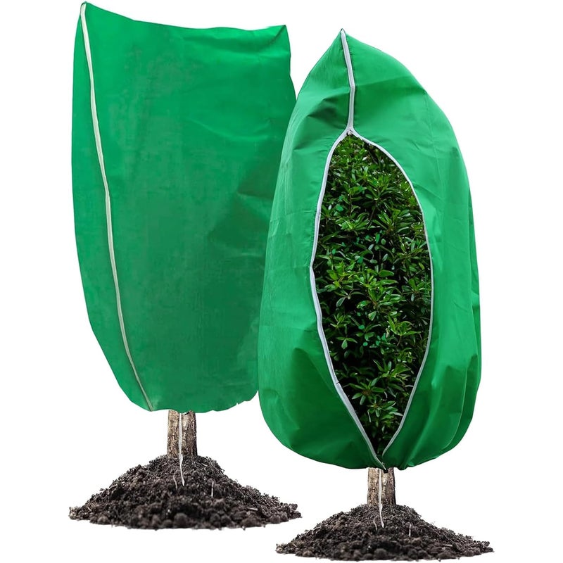 Osłona na rośliny zewnętrzne, regulowana osłona na rośliny zimowe ze ściągaczem, 2 sztuki, zielona, 60 x 80 cm