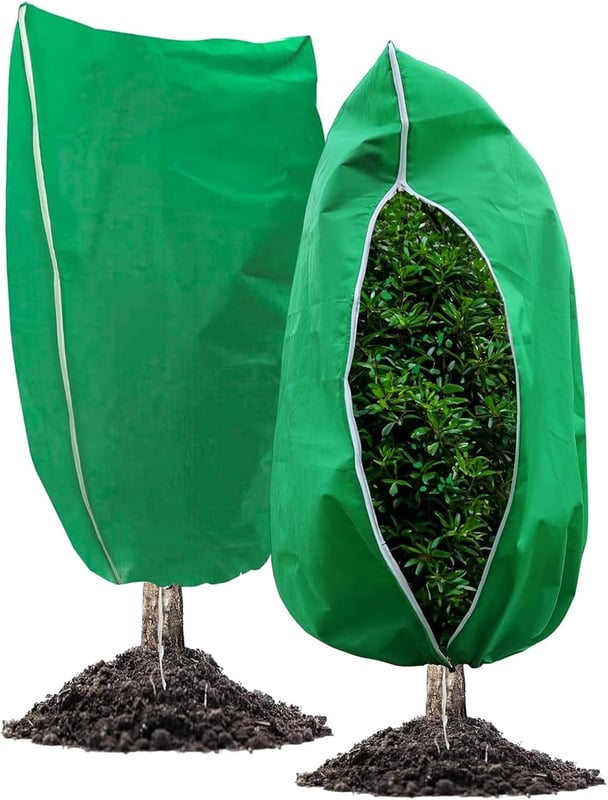 Osłona na rośliny zewnętrzne, regulowana osłona na rośliny zimowe ze ściągaczem, 2 sztuki, zielona, 100 x 120 cm