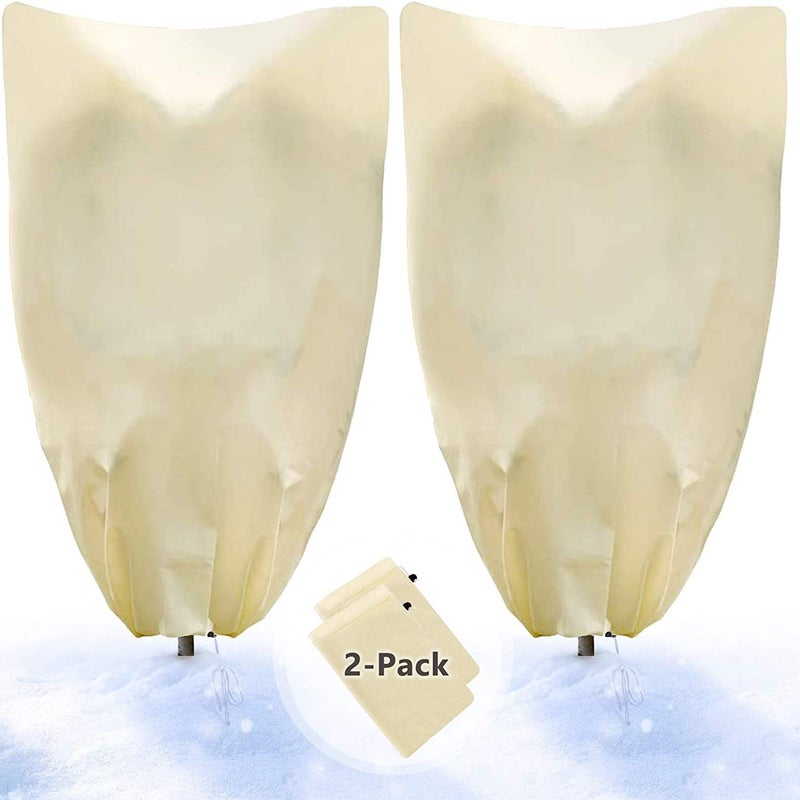 Osłona na rośliny zimowe, osłona na rośliny zewnętrzne na zimę, beżowa (60 x 80 cm)