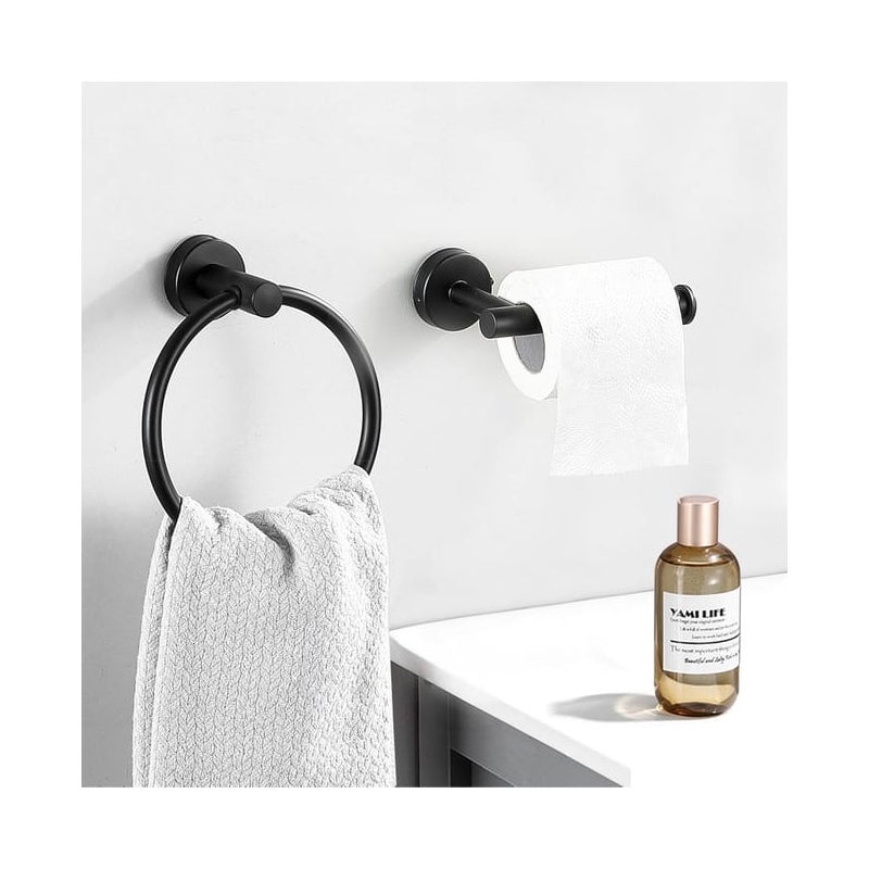 Uchwyt na papier toaletowy i ręcznik, 2 akcesoria łazienkowe, matowa czarna stal nierdzewna