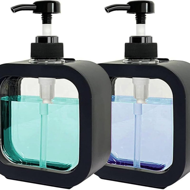 Dozownik mydła do kuchni i łazienki, 500 ml, czarny, 2 sztuki