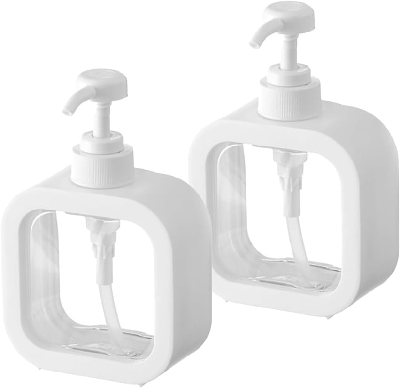 Dozownik do mydła łazienkowego z pompką (2 sztuki, 300 ml, biały)