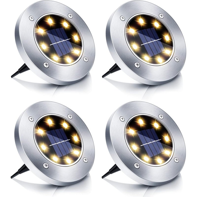 Lampa uliczna LED na energię słoneczną, lampa ogrodowa na energię słoneczną, lampa solarna na trawnik, wodoodporna, ciepłe białe światło, 4 sztuki