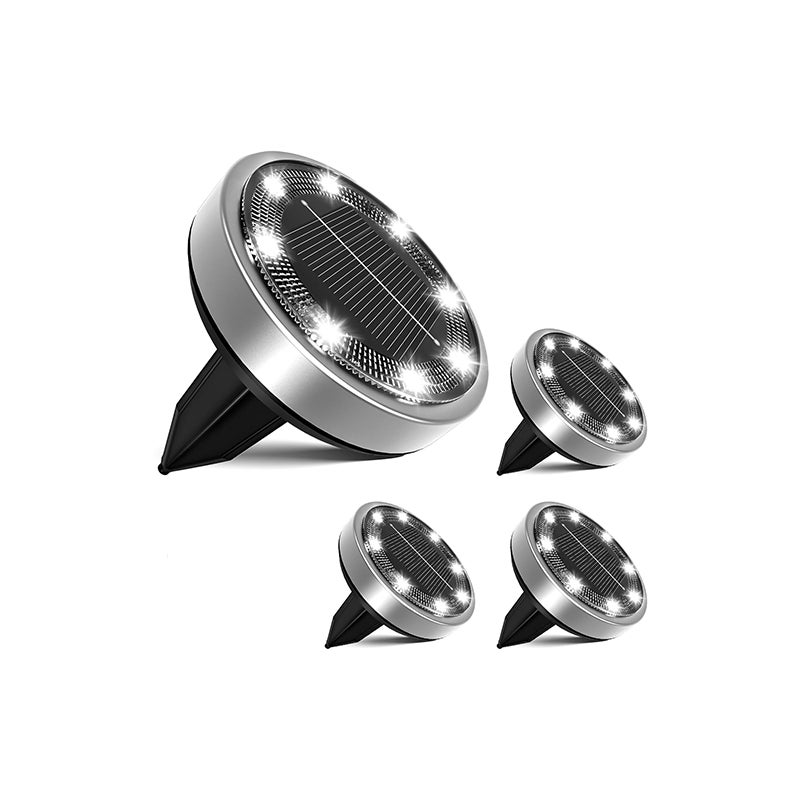 Lampa solarna, lampa gruntowa LED, oświetlenie ogrodowe, 8 diod LED, wodoodporna, [zimne białe światło], opakowanie 4 szt.
