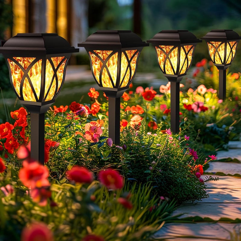 Zewnętrzna lampa ogrodowa solarna wodoodporna lampa uliczna LED solarna lampa solarna kolorowa lampa 4 szt. zestaw