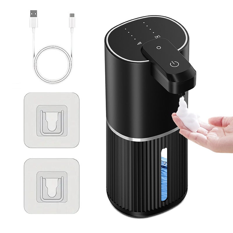 Automatyczny dozownik mydła 380 ml, ładowany przez USB, czujnik podczerwieni, odpowiedni do kuchni i łazienki, czarny
