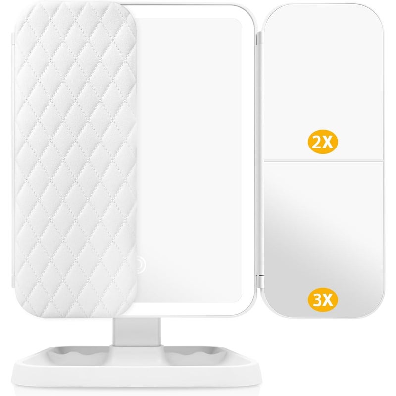 Lustro do makijażu, 1x/2x/3x potrójne lustro toaletkowe z 52 diodami LED, lustro toaletkowe LED, regulowane