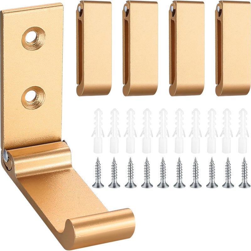 Składany wieszak ścienny, montaż ścienny, niewidoczny wieszak na ubrania (ze śrubami), wieszak na ręczniki (złoty) 4 szt.