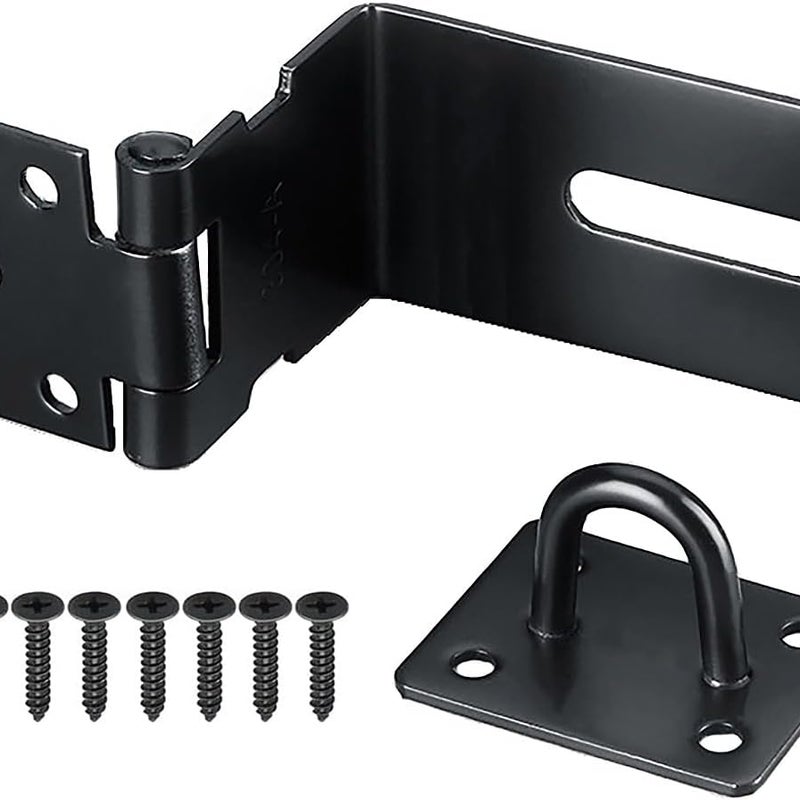 Zatrzask do drzwi kątowy 90 stopni, stal nierdzewna, zasuwka do drzwi zabezpieczających, kłódka, zasuwka do drzwi, kłódka 5 cali, czarny