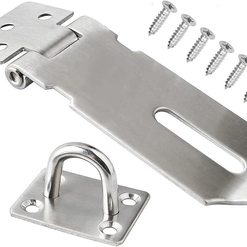 Zatrzask do kłódki ze śrubami, zamek do drzwi 8 cm, kłódka do drzwi, odpowiednia do ogrodu, bramy, drzwi szafek, srebrny