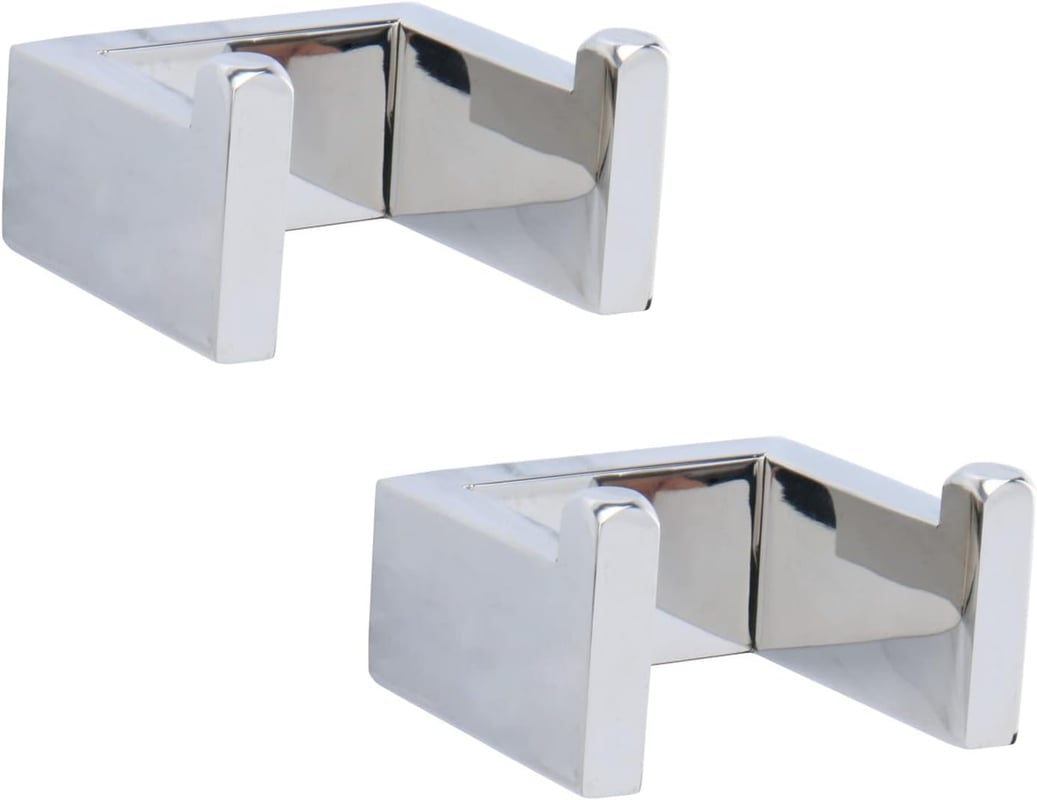 Haczyk na ręczniki, wieszak na ubrania ze stali nierdzewnej, kwadratowy hak ścienny, 7 x 6,1 x 4 cm (2 sztuki, błyszczący)