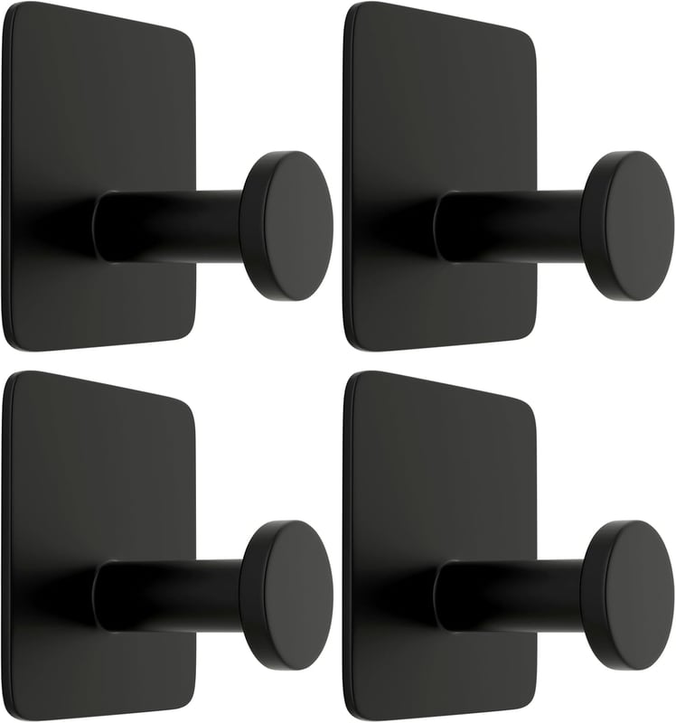 Samoprzylepne haczyki, samoprzylepny wieszak na ręczniki ze stali nierdzewnej, trwałe haczyki, 4 sztuki (czarne)