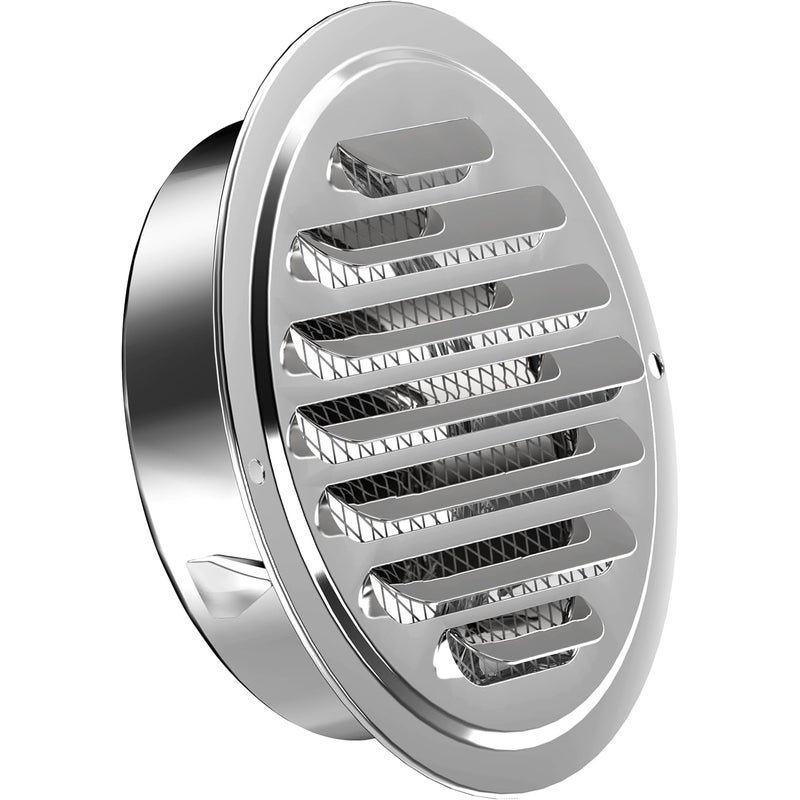 Okap wentylacyjny okrągły z kratką, okap żaluzjowy, do otworów o średnicy 150 mm, srebrny, do ścian, sufitów, garaży