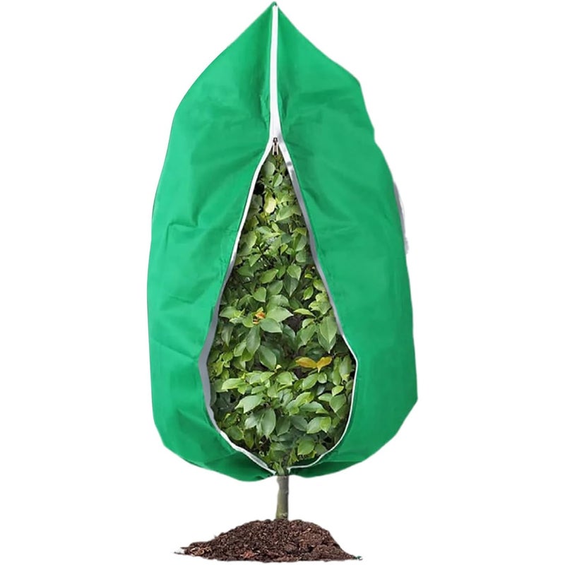 Osłona roślin przed mrozem - Osłona roślin na zimę - ze ściągaczem i zamkiem błyskawicznym - 80 cm x 120 cm - Zielona