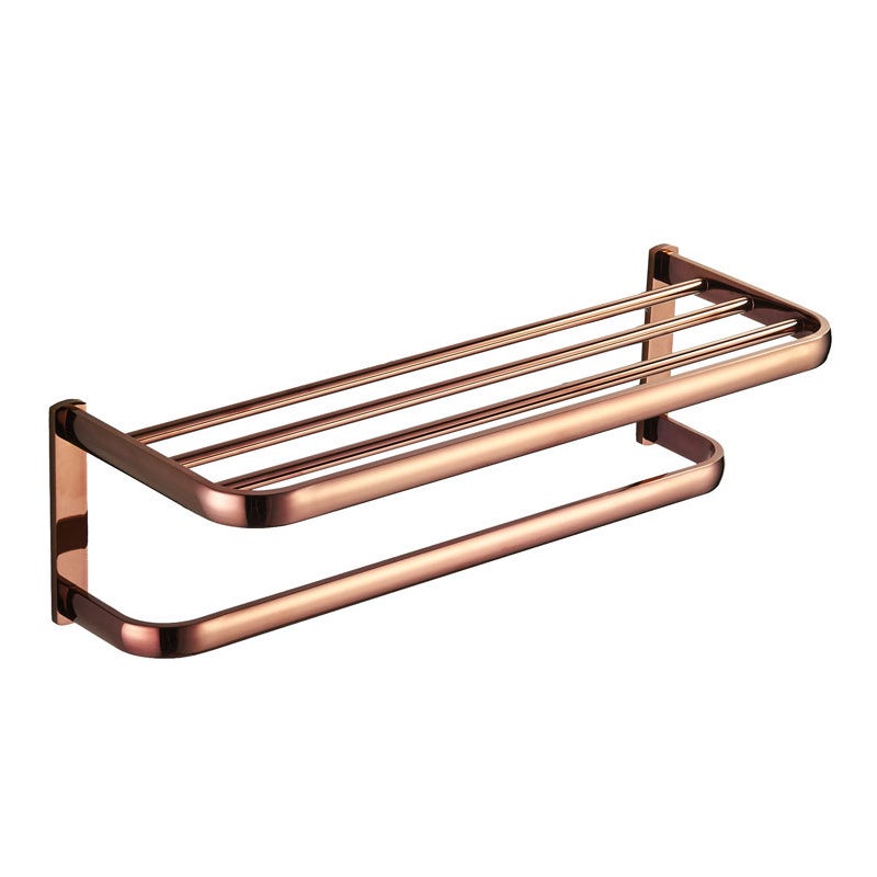 Dwuwarstwowy wieszak na ręczniki ścienny do łazienki i kuchni (różowe złoto)