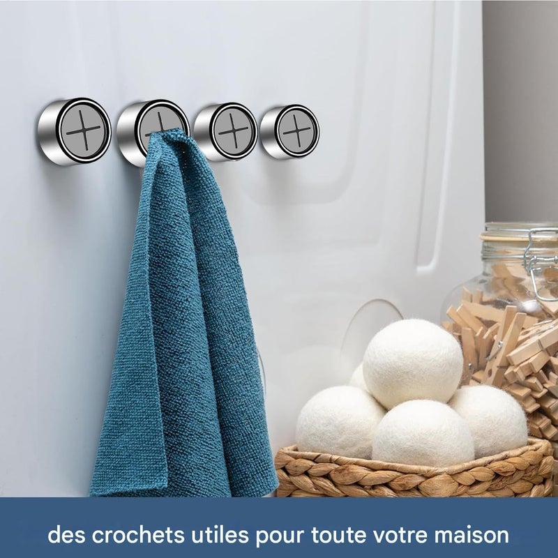Uniwersalny zestaw wieszaków na ręczniki łazienkowe, haczyki wciskane – praktyczne rozwiązanie do przechowywania w łazience i kuchni, kolor srebrny