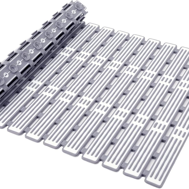 Mata antypoślizgowa pod prysznic 68x40 cm, mata antypoślizgowa podłogowa, mata łazienkowa z przyssawką (szara)