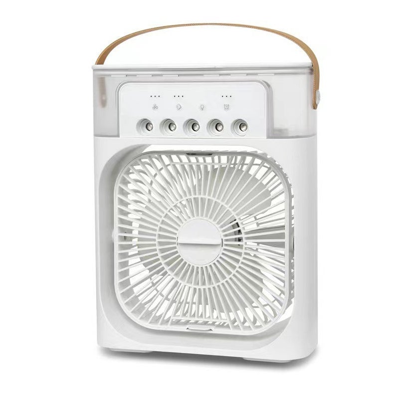 Mała, cicha chłodziarka, przenośny nawilżacz powietrza 4 w 1 USB z funkcją rozpylania wody, 7-kolorowe światło LED, 3 prędkości (biały)