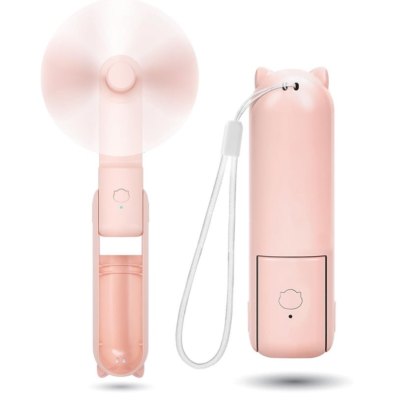 Mały cichy wentylator, 3 prędkości, przenośny USB, kompatybilny z baterią podróżną (różowy)