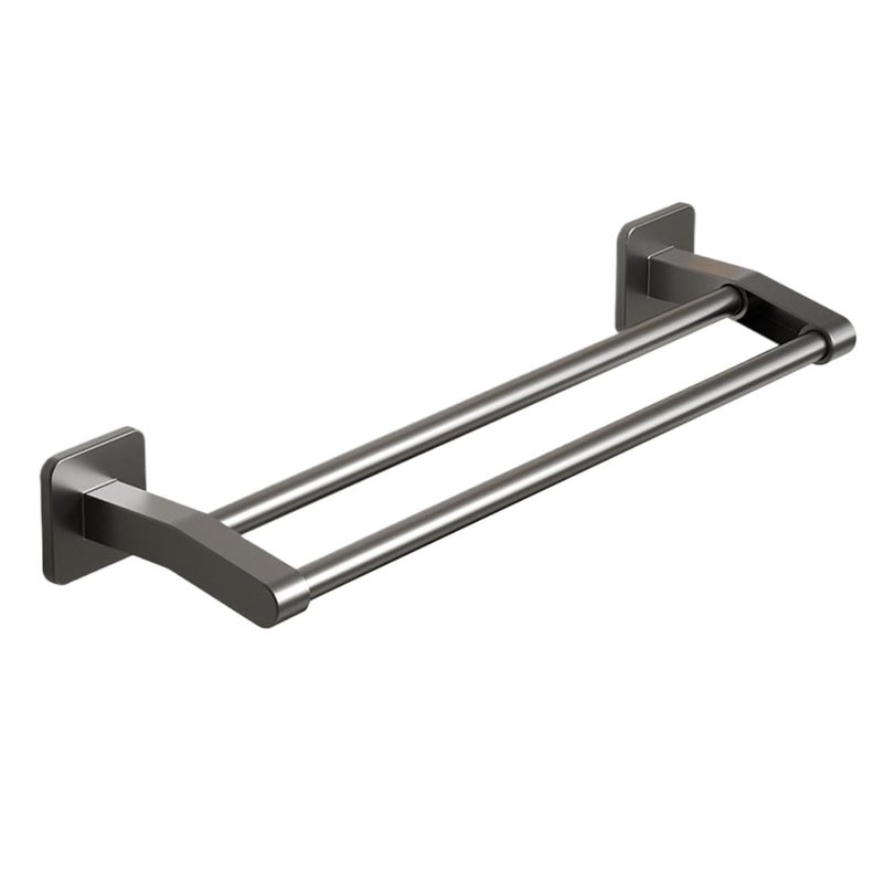 Wieszak na ręczniki łazienkowe, podwójny, bez wiercenia, 30 cm, szary