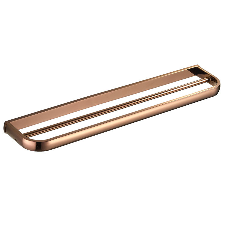 Mosiężny wieszak na ręczniki, podwójny, do łazienek i kuchni, 57 cm (różowe złoto)