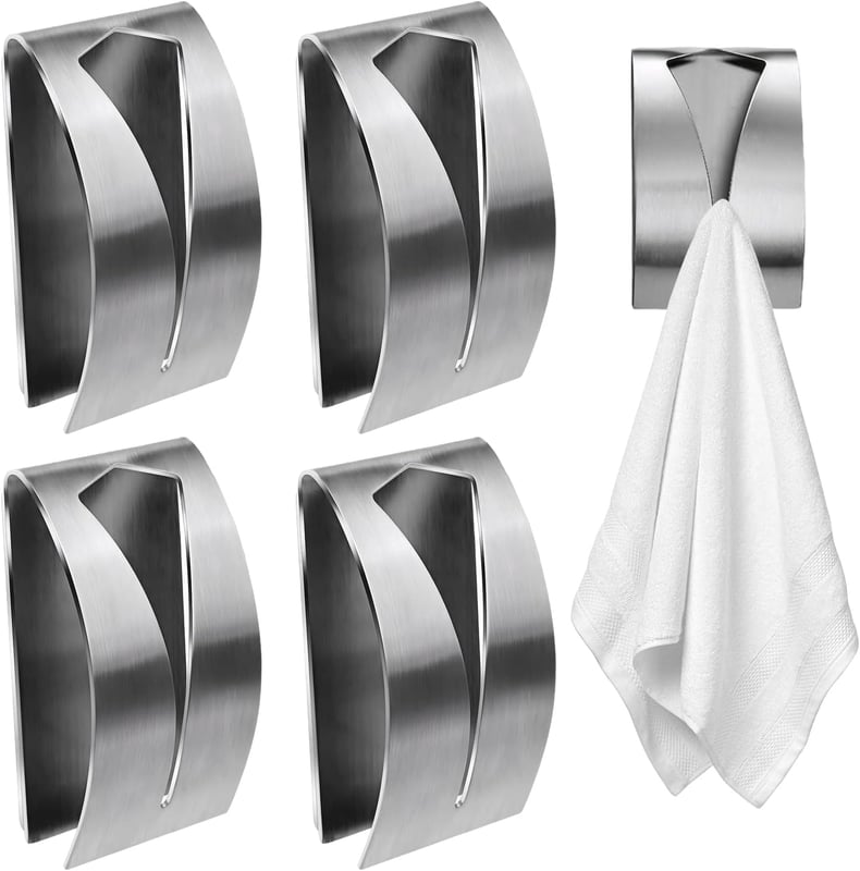 Zestaw 5 samoprzylepnych haczyków łazienkowych, wieszaki ścienne ze stali nierdzewnej na ręczniki, srebrne