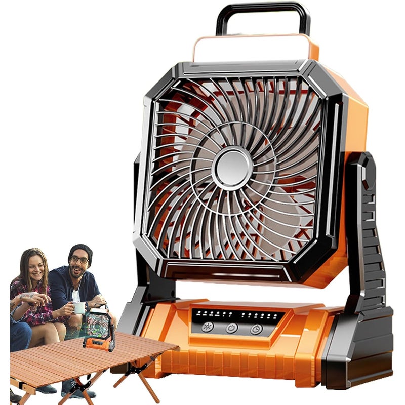 Przenośny wentylator kempingowy, 4 prędkości, z latarką 5400 mAh, do użytku wewnątrz, na patio, w namiocie, na plaży, w podróży, w garażu, w sypialni