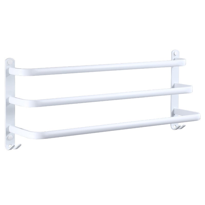 Wieszak na ręczniki łazienkowe, ścienny, trzypoziomowy z haczykami, biały, 60 cm