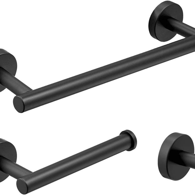 Zestaw akcesoriów łazienkowych, wieszak na ręczniki 30 cm, uchwyt na papier toaletowy, wieszak na szlafrok, matowa czerń