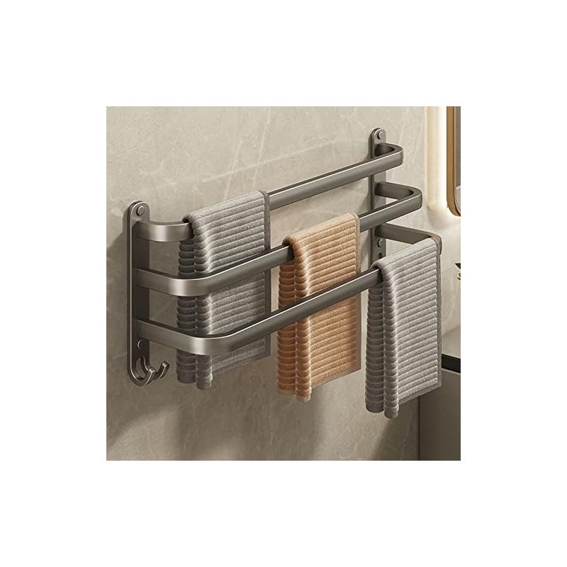 Trzypoziomowy wieszak na ręczniki łazienkowe, wieszak na ręczniki kąpielowe montowany na ścianie, wieszak na ręczniki kuchenne, bez dziurek, 50 cm