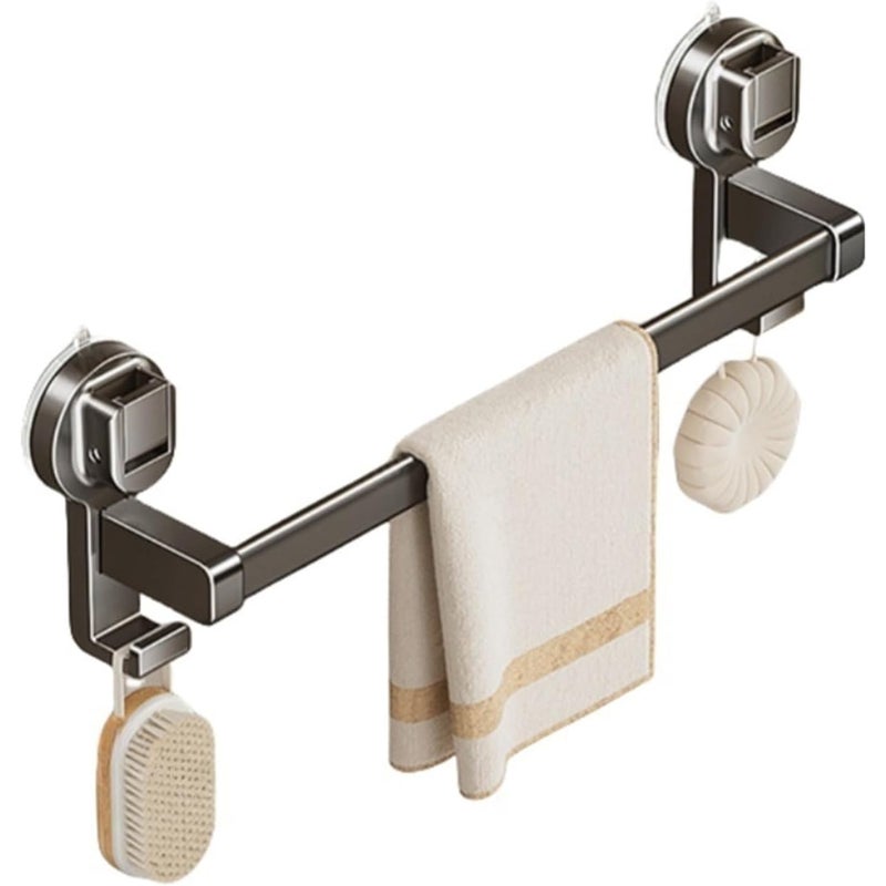 Wieszak na ręczniki z przyssawką, zdejmowany wieszak na ręczniki łazienkowe, ścienny, pojedynczy drążek, kolor szary, 50 cm