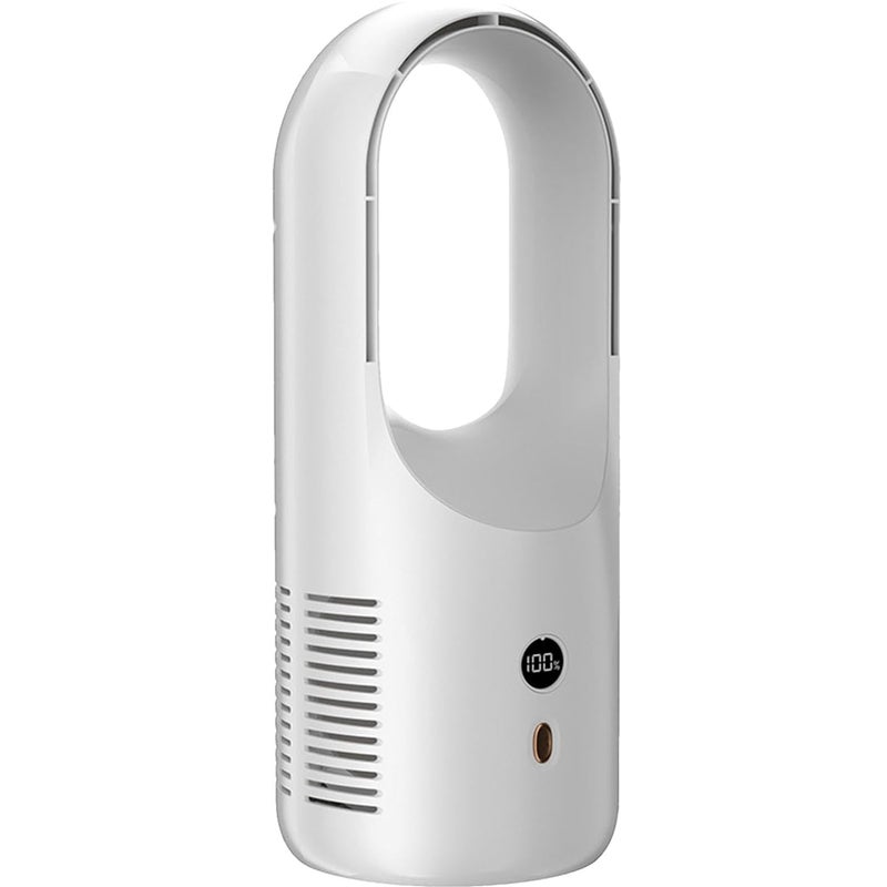 Cichy, bezłopatkowy wentylator biurkowy – przenośny, wielofunkcyjny, cichy wentylator – biały