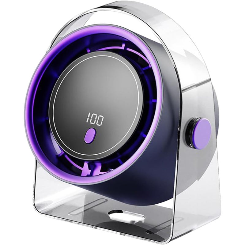 5,31 x 3,74 x 6,69 cala Bezłopatkowy akumulatorowy wentylator biurkowy do podróży, domu i na zewnątrz, fioletowy
