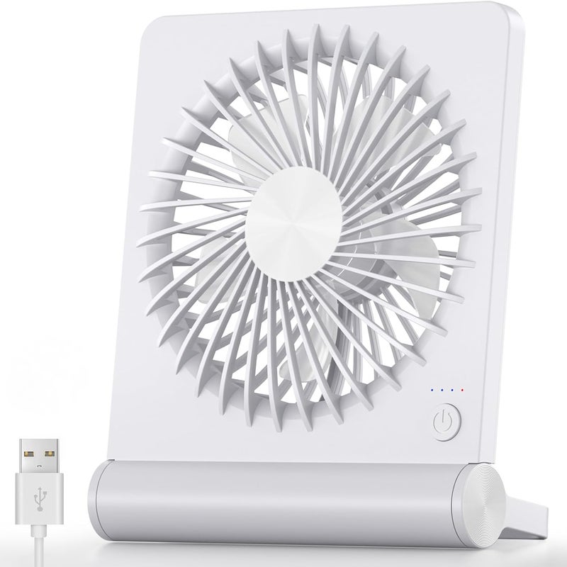 Wentylator stołowy, mały wentylator USB, mocny i cichy, 3 regulowane prędkości, biały