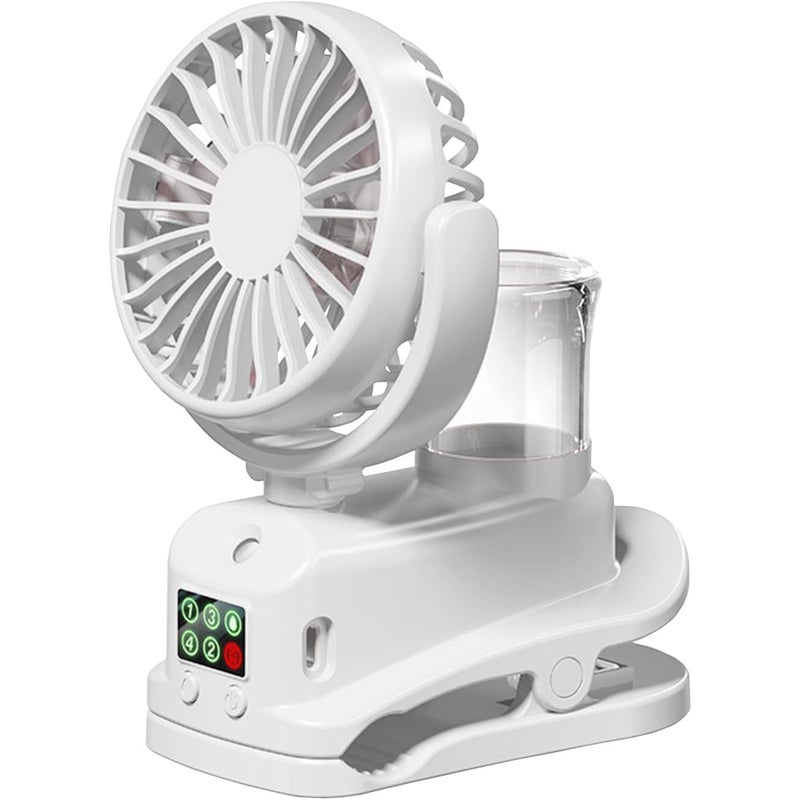 Miniaturowy, przenośny wentylator z klipsem, ładowany przez USB, 4 regulowane prędkości, odpowiedni do użytku w domu, samochodzie, biurze lub na zewn