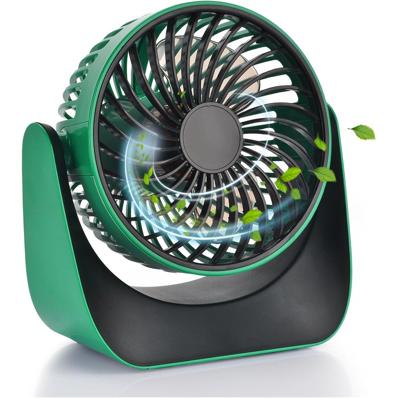 Wentylator biurkowy, przenośny wentylator biurkowy, cichy wentylator, regulowany w zakresie 360°, odpowiedni do domu lub biura, w podróży, zielony
